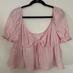 Cropped tie-front blouse